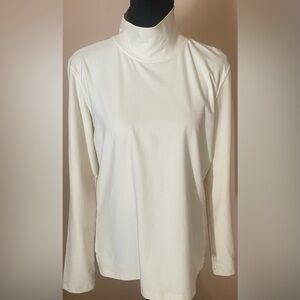 NWT Fairway and Greene Tech Mock Neck Long Sleeve Ivory Top Sz L
